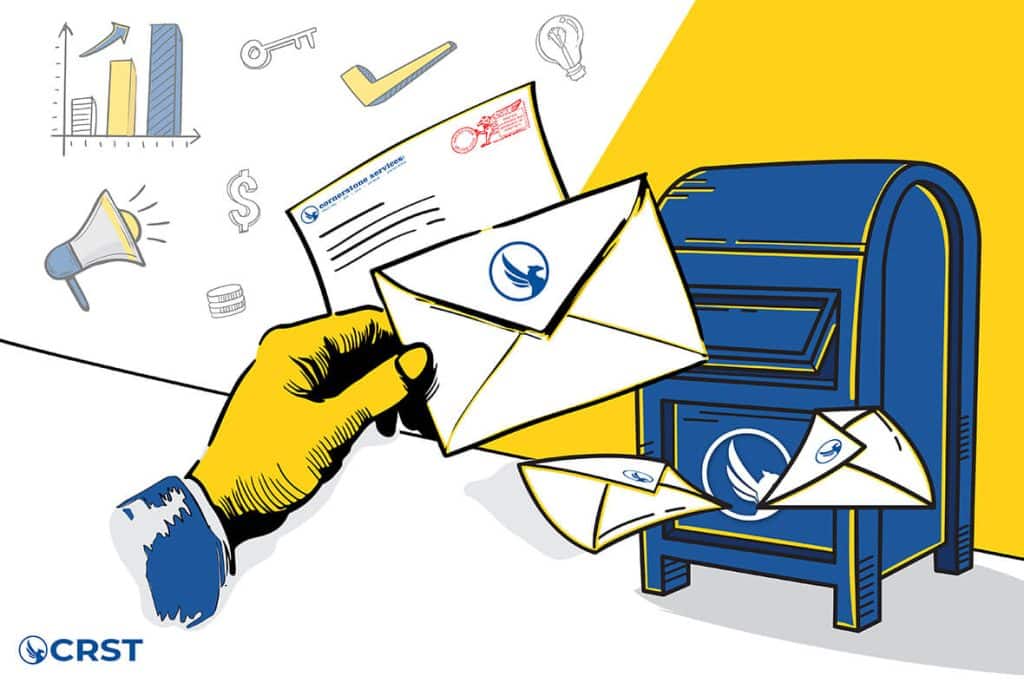 illustration of a hand dropping mail into a mailbox